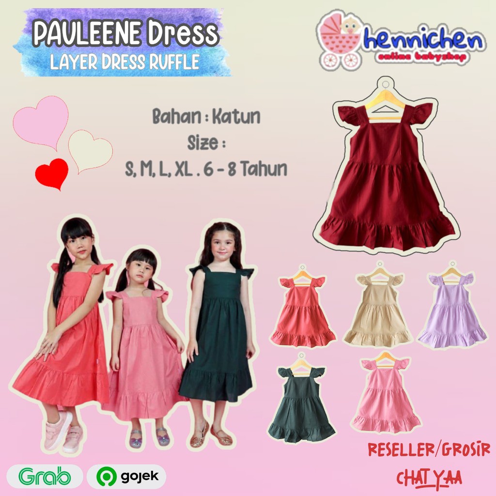 BAJU NATAL EDISI NATAL PAULEENE PREMIUM DRESS DRESS ANAK PEREMPUAN  LAYER DRESS RUFFLE 1-8 TAHUN