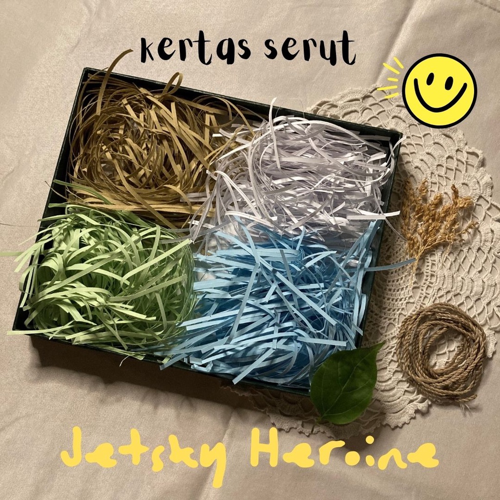 

(100 gr) Kertas Serut - Kertas Cacah - Shredded Paper 3 Warna: HIJAU MUDA, BIRU MUDA dan SAMSON