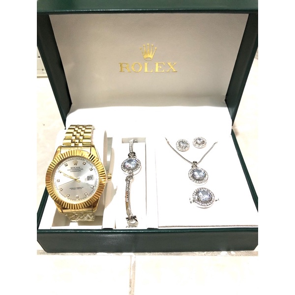 Jam Tangan Wanita Rolex DateJust Gerigi Tanggal Aktif Rantai Stainless Steel Free Box Paket Acc &amp; Baterai