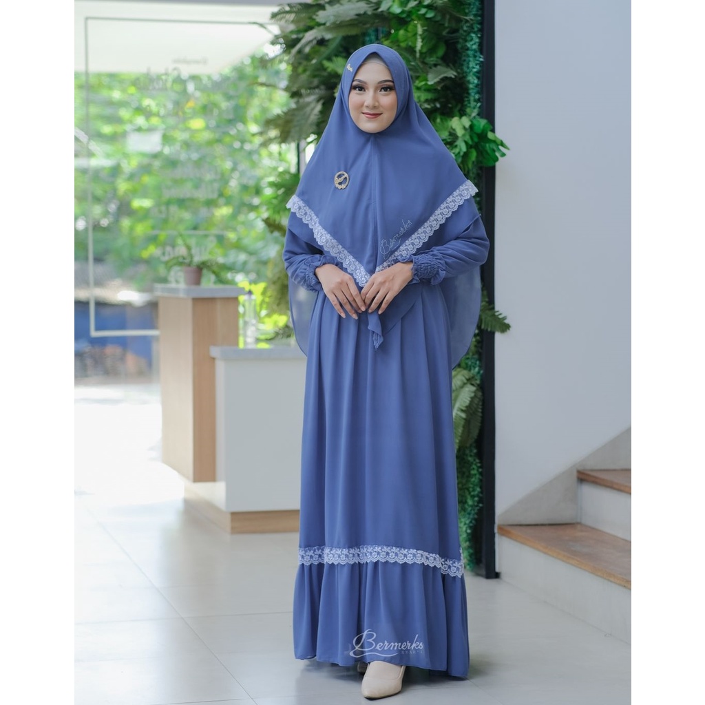 Gamis Bermerks Syar'i Original Renda Putih