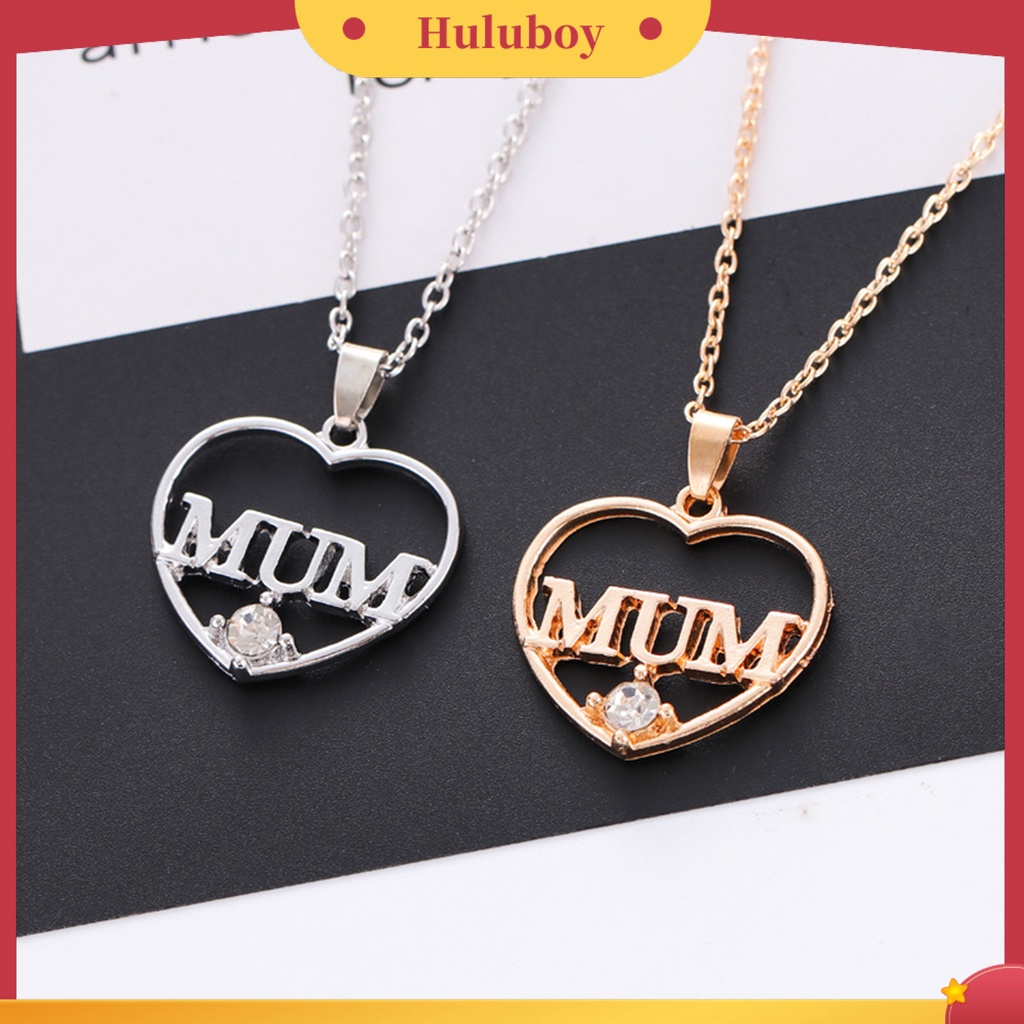 Hu Hu Hu Hu Hu Alat Bantu Pasang Kacamata♡ Kalung Rantai Choker Dengan Liontin Hati Motif Tulisan Mom Untuk Hadiah Hari Ibu