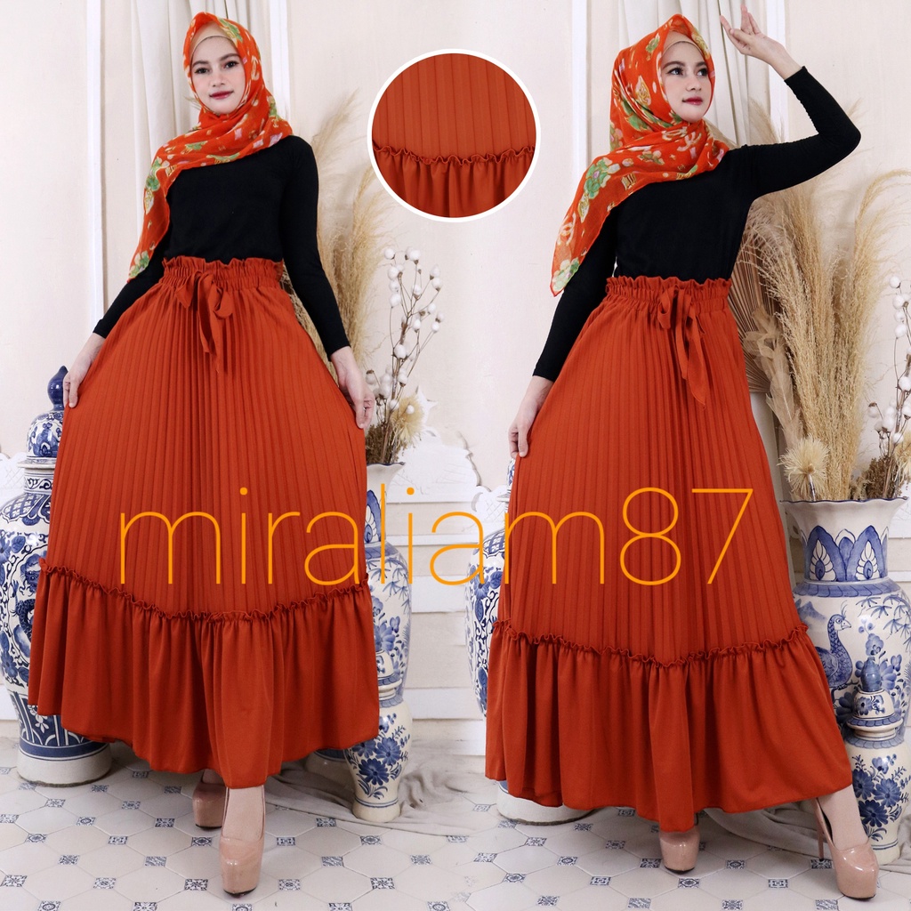 miraliam87 Rok panjang Plisket Rok mayung/Payung Rok muslim Rok kerutan Cabang Terbaru Terlaris 95 cm Rok cabang Susun