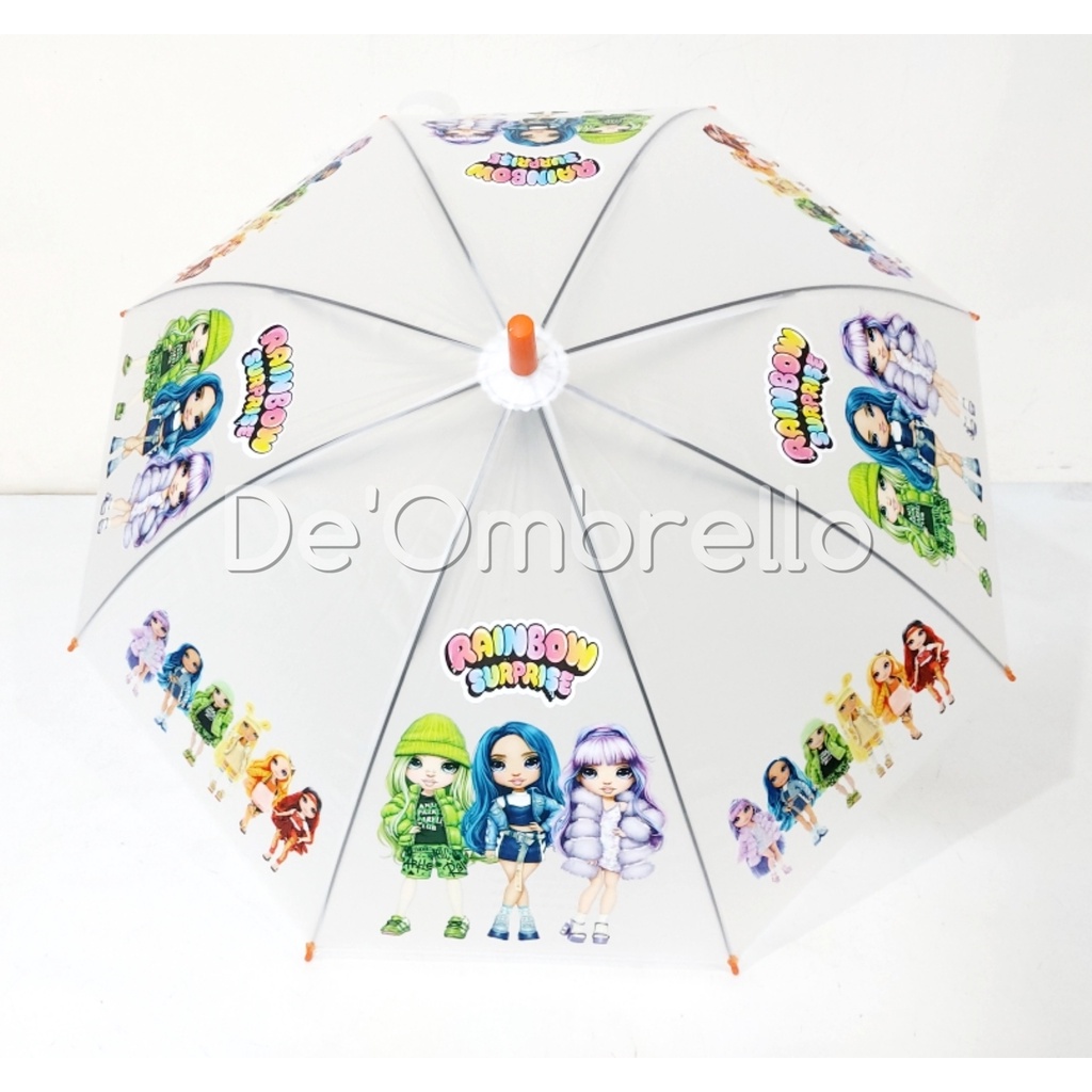 (007RSF)De'Ombrello! Payung PVC Anak Motif Rainbow Surprise Full Print