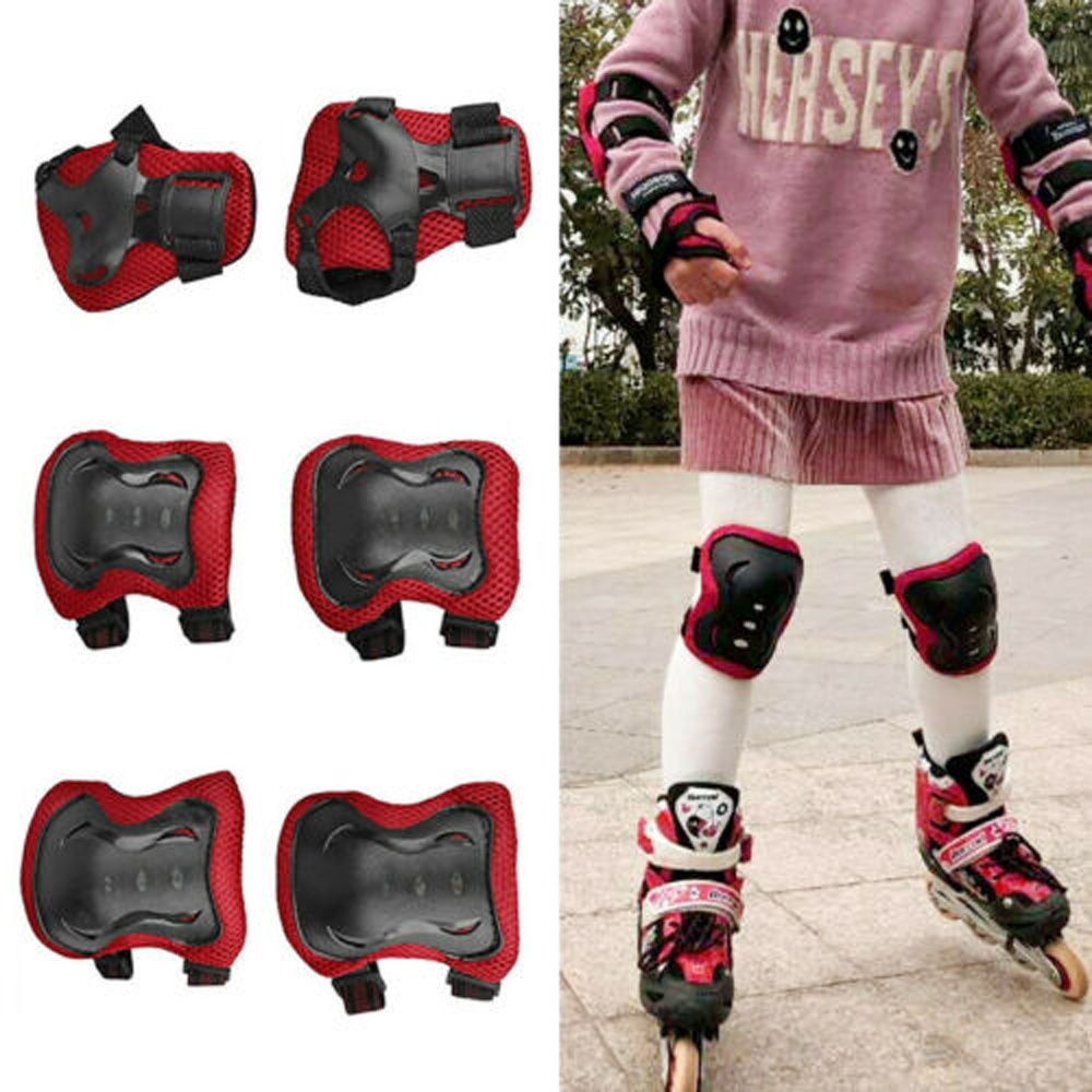 REBUY Children Knee Pad Safety Gear Elbow Pads Kids Protective Gear Cycling Bike Inline Skatings Outdoor Sports 6 in 1 for Roller Skates Skateboard Wrist Protective/Multicolor