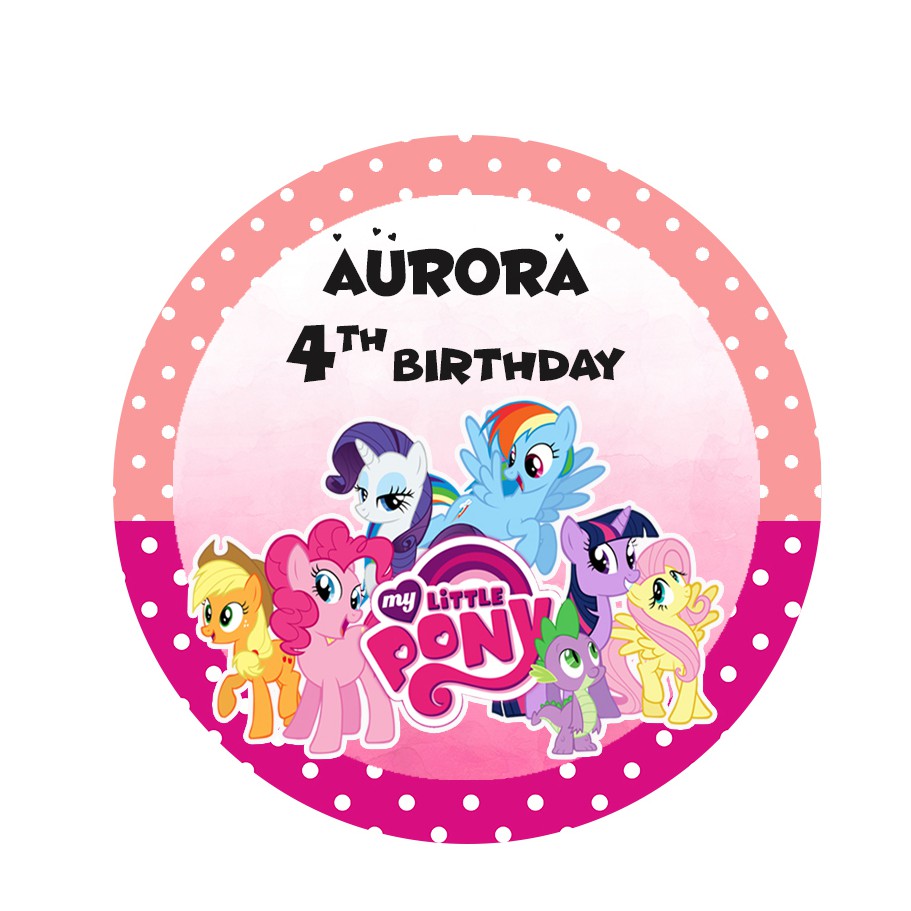 

custom sticker label goodie bag tema my little pony diameter 5 cm