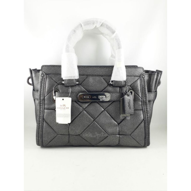 Coach Swagger 27 Carryall Metallic Patchwork Gunmetal