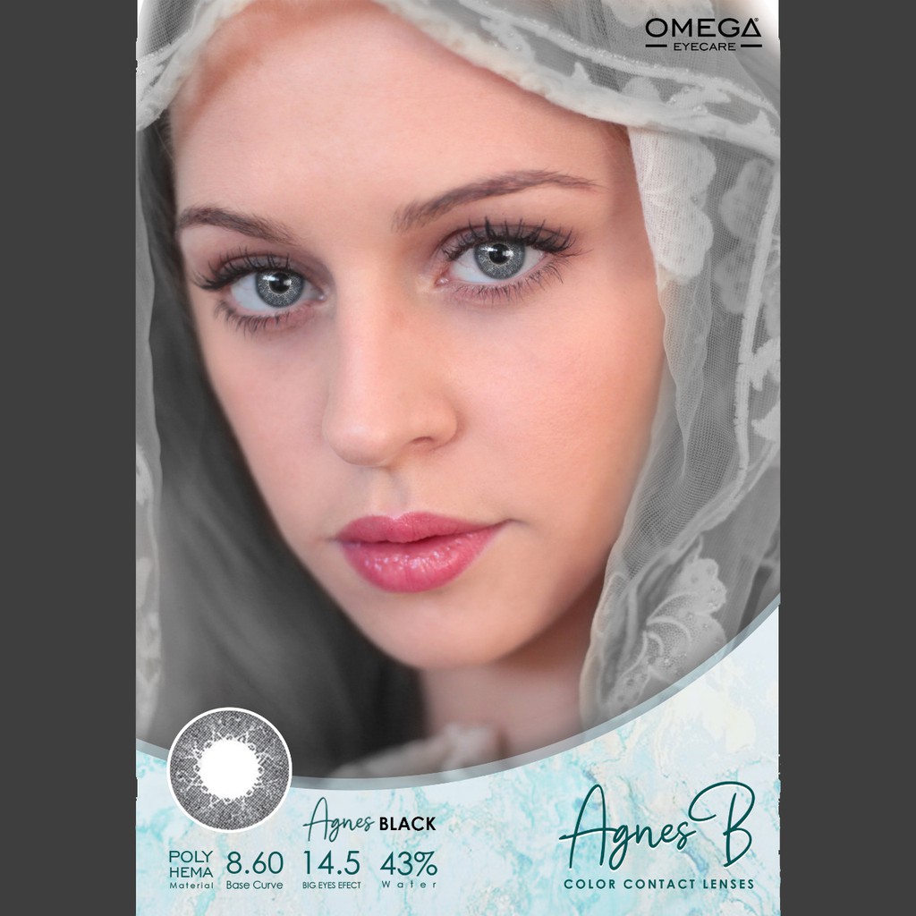 SOFTLENS MINUS OMEGA AGNES B BLACK (-0.50 sd -6.00) 14.5MM GRATIS TEMPAT SOFLEN