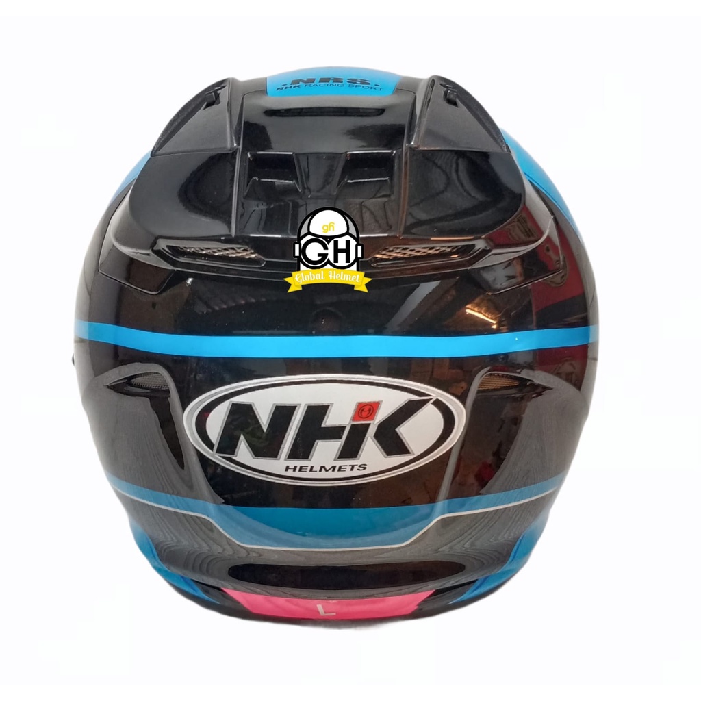 HELM NHK R1 NAPOLEON BLACK LIGHT BLUE DOUBLE VISOR HALF FACE