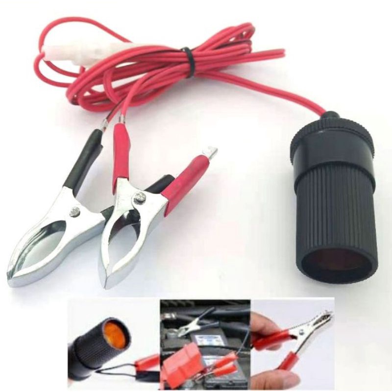 HYK DIY Terminal Clip-on Aki Mobil Cigarette Plug Power Socket 12V 1.5