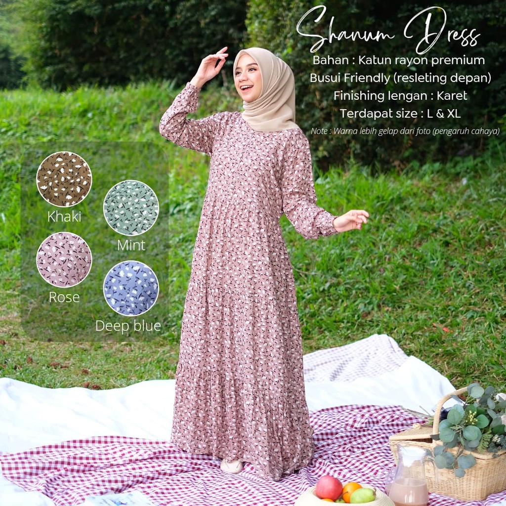 New - Gamis Dewasa Jumbo/Homey Dress Shanum-Bahan Katun Rayon Premium Motif Flower-Busana Muslimah Dewasa