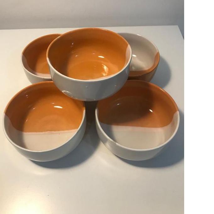 Dapatkan Segera Mangkok Bulat 2 warna / Mangkok two tone / Mangkok Keramik | Ukuran 5 inch |''