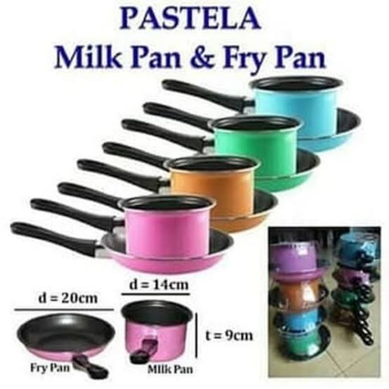 TERMURAH DIBALIKPAPAN PANCI SET 2IN1 PANCI DAN WAJAN WARNA WARNI PASTELA SET FRYPAN