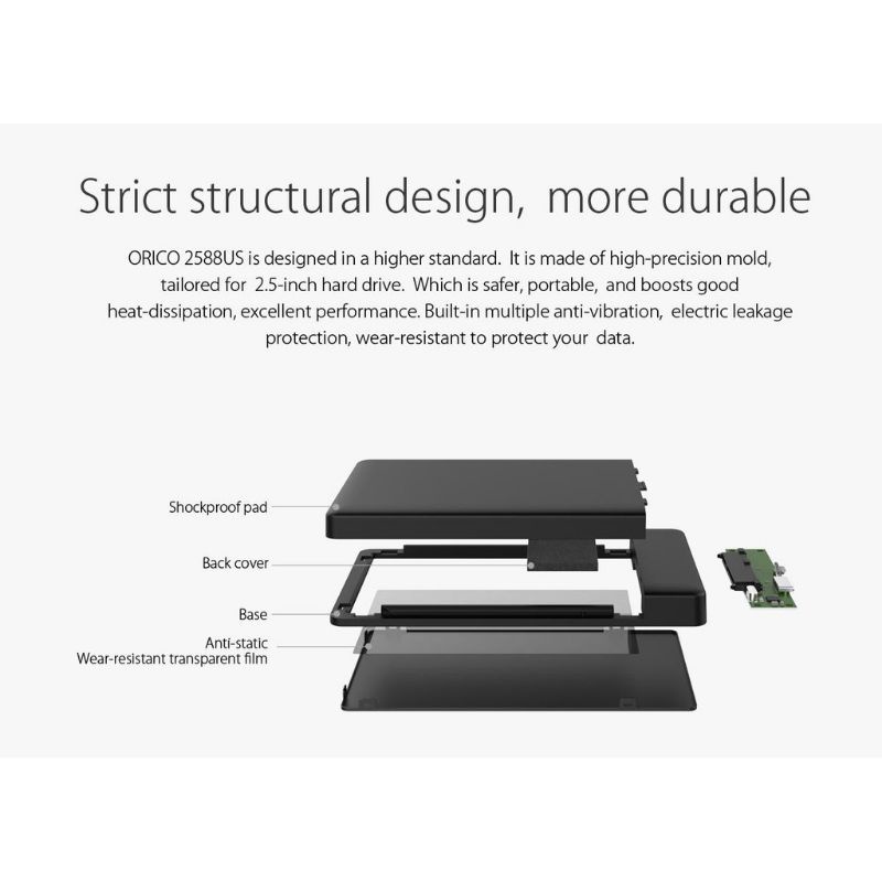 ORICO 2588US3 Casing Harddisk&amp;SSD 2,5inch SATA USB 3.0