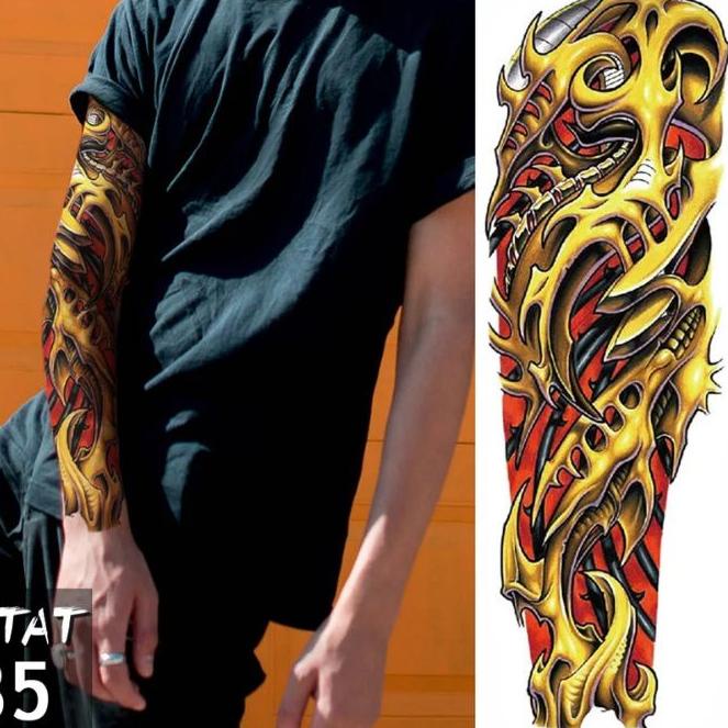 ← tato temporer tato temporary abstrak yakuza full lengan panjang waterproof ✤