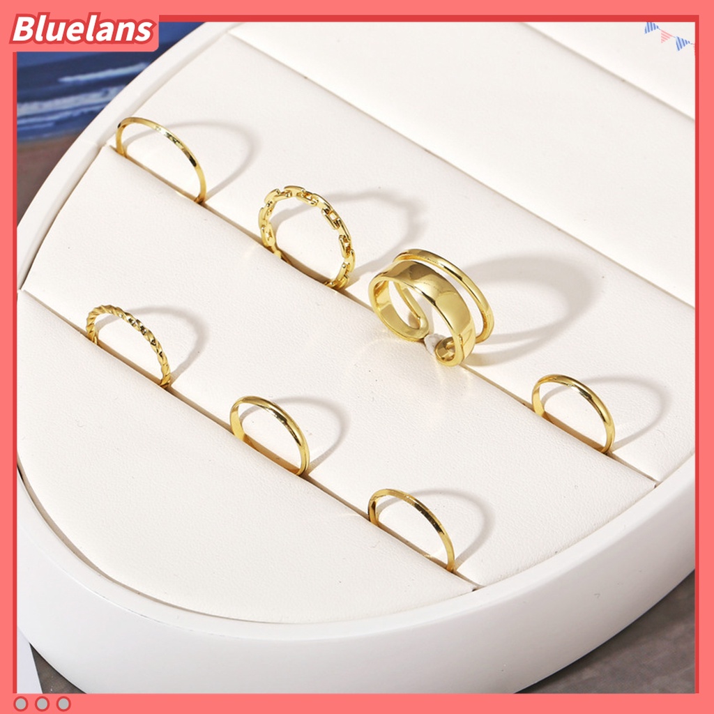 Bluelans 7pcs / Set Cincin Knuckle Rantai Halus Untuk Hadiah Wanita