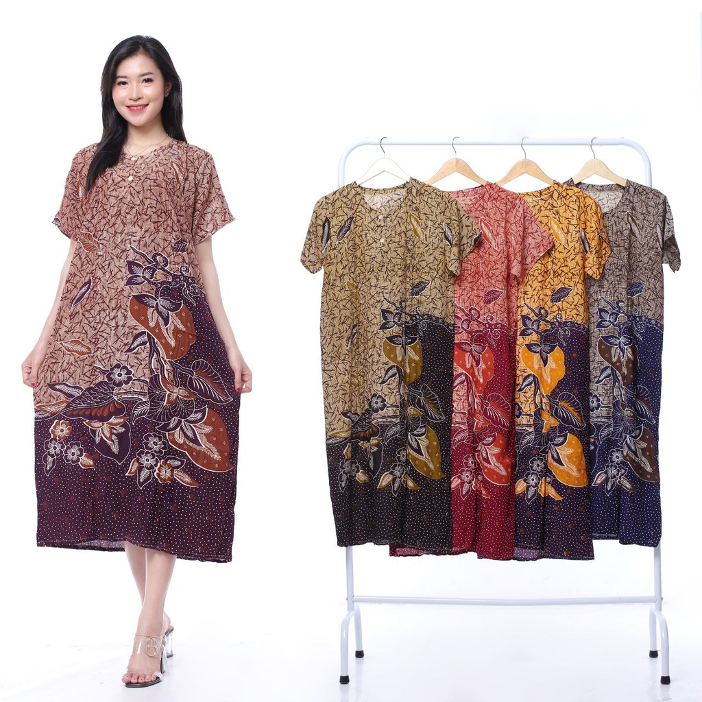 Daster Kencana Ungu Batik - Motif Abstrak - Leher Kancing - Busui - Bumil - Centini Hitput-04