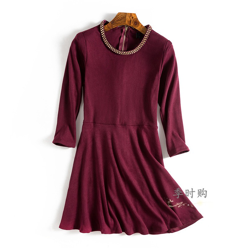 IDR-21 (M) maroon dress midi terusan wanita import jepang korea