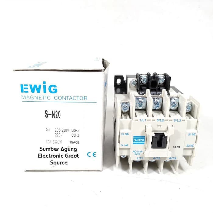 Magnetic Contactor EWIG SN20 20A 20 Ampere 220V Kontaktor Asli