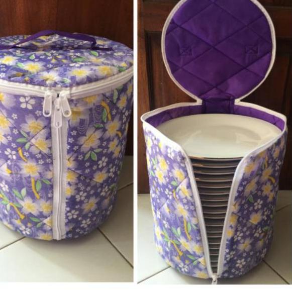 WYS [strip] TAS PIRING BUSA 26,5 cm JUMBO Anti Debu - Tempat Piring Lapis Busa Tertutup - Sarung Pir