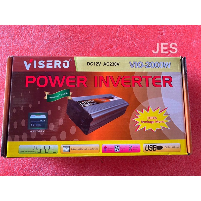 Power Inverter Visero DC 12V To AC 230V 2000W