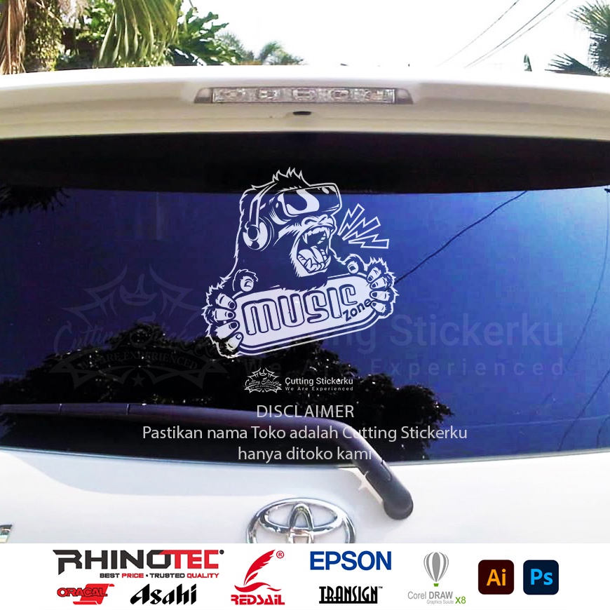 Cutting Stiker King Kong Zone Music Variasi Motor Mobil Sticker Timbul Keren Nyala Dasbor Spakbor Visor Body Kaca Helm Hologram Reflective Tahan Air Bodi Samping Nama Scoopy Vario Beat NMAX PCX Vespa Aesthetic Pickup Windshield Kustom Keren Modif