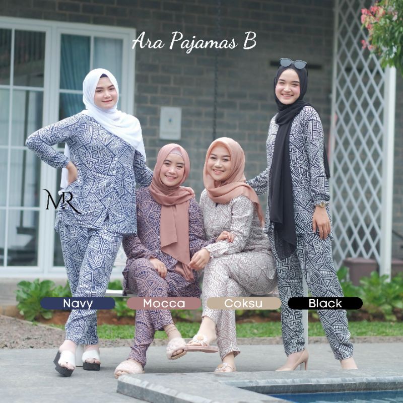 PIYAMA WANITA DEWASA ADEM BAHAN RAYON PREMIUM / ONE SET NYAMAN JUMBO / ARA PAJAMAS B MR BY MARISA