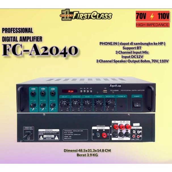 AMPLIFIER FIRST CLASS FC A2040 AMPLIFIER TOA FIRSTCLASS FC A 2040