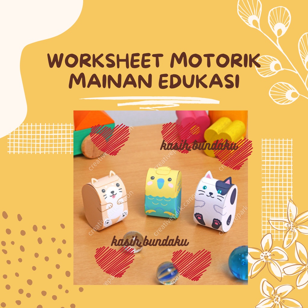 WORKSHEET ANAK 2 3 4 5 6 TAHUN GUNTING TEMPEL MONTESSORI TK A TK B MEMBUAT MAINAN EDUKASI PAPER CRAF
