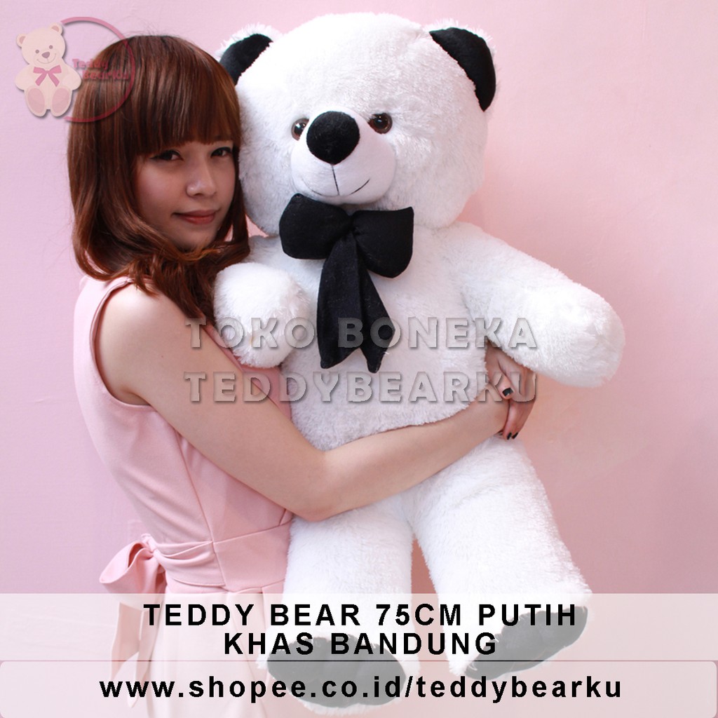 TEDDY BEAR 75CM XL MINIATUR KHAS BANDUNG PUTIH-HITAM (WINTER) [TB75WHBK]