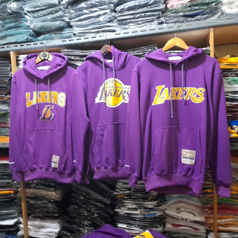 Jaket Hoodie Basketball Lakers Warna Ungu Premium