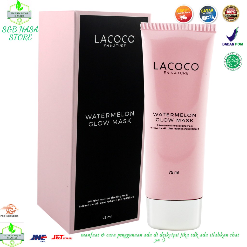 Jual Lacoco Water Melon Glow Mask Sleeping Mask Masker Wajah Organik