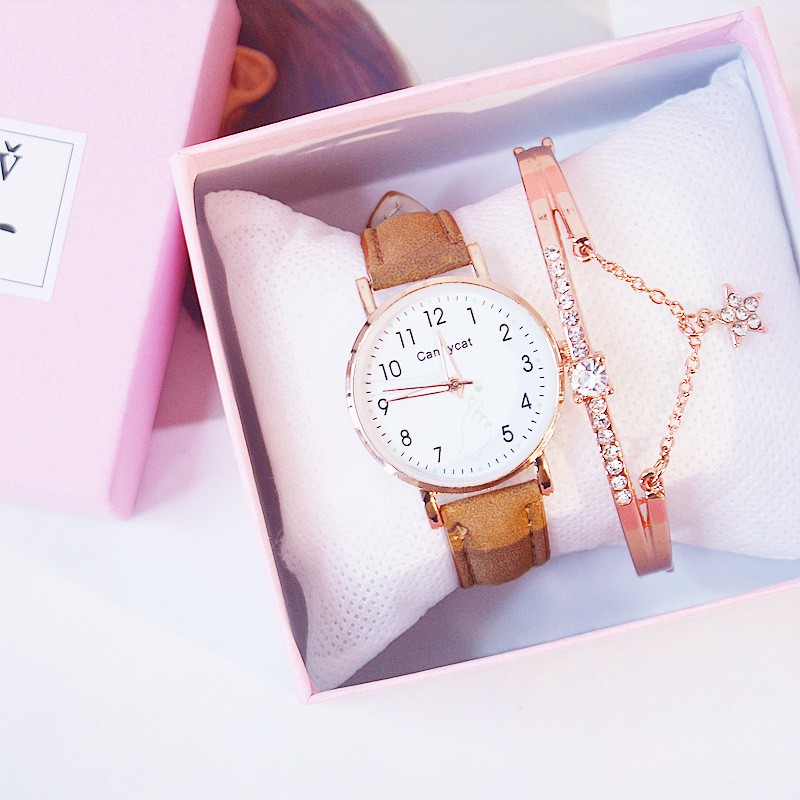 ✅COD [BBS] Jam Tangan CandyCat Korean Wanita Motif Love Saranghae Quartz Analog Gaya Korea Import