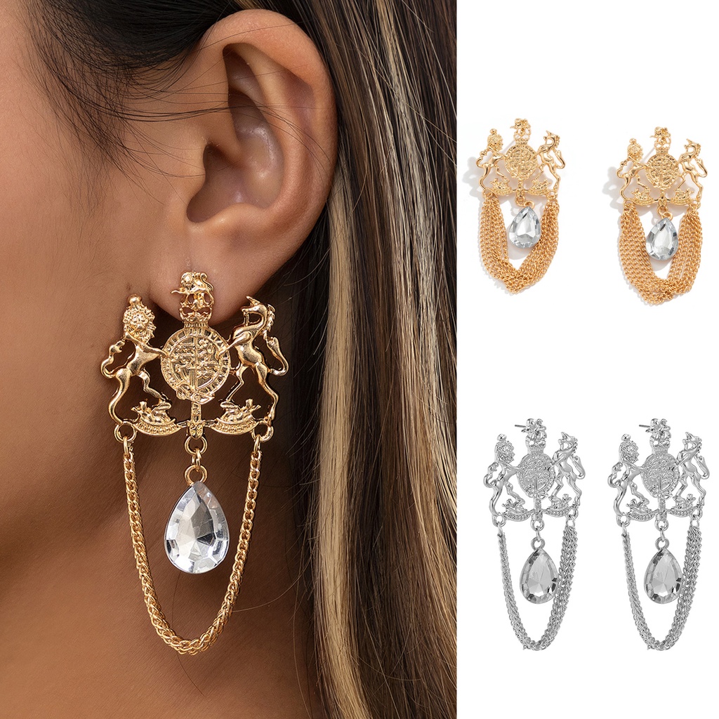 Hu Hu Hu Hu Hu Alat Bantu Pasang Kacamata♡ 1 Pasang Anting Stud Berlian Imitasi Gaya Klasik Untuk Wanita