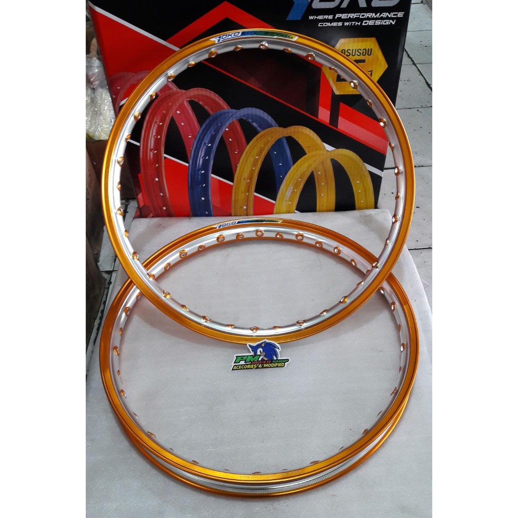 VELG YOKO TWO TONE SILVER/GOLD Ring 140x17 SEPASANG