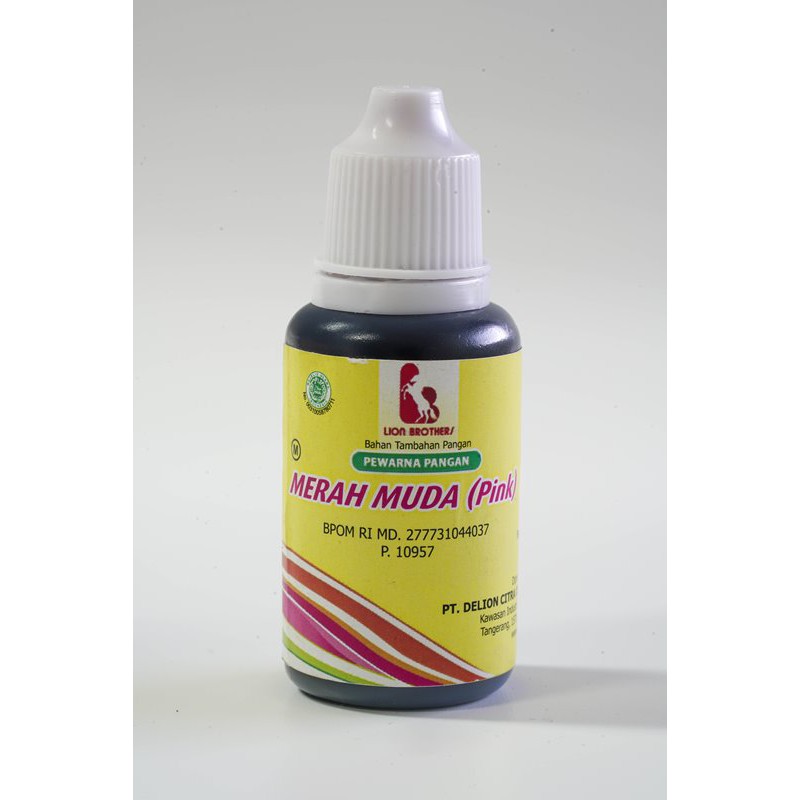 

Pewarna makanan minuman PINK / MERAH MUDA Lion Brothers Botol Tetes 30GR