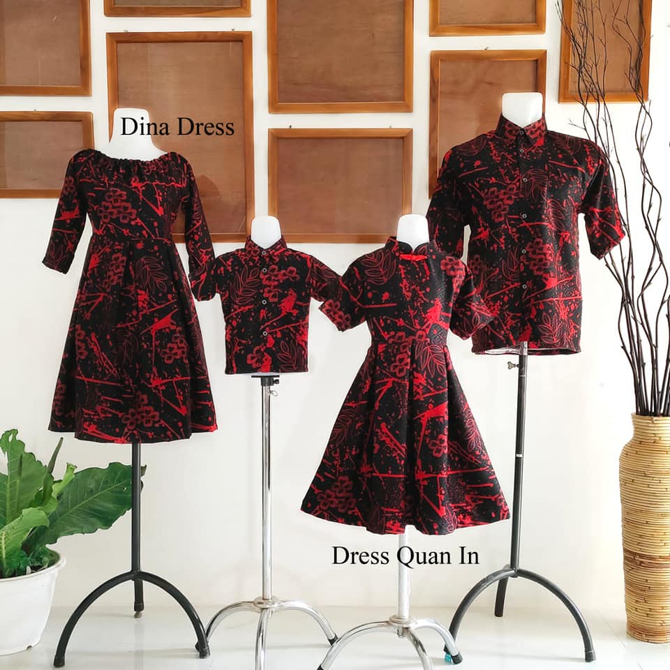 CHEONGSAM COUPLE FAMILY SET IMLEK / SERAGAM BATIK KELUARGA / DINA QUAN IN DRESS BATIK / SERAGAM NATA