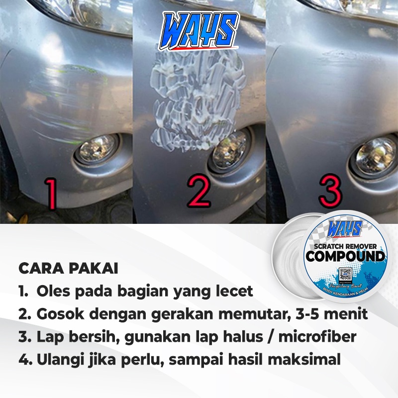 PAKET Penghilang Baret Lecet Goresan + Pengkilap Body Motor Mobil - WAYS Rubbing Compound Body Spray