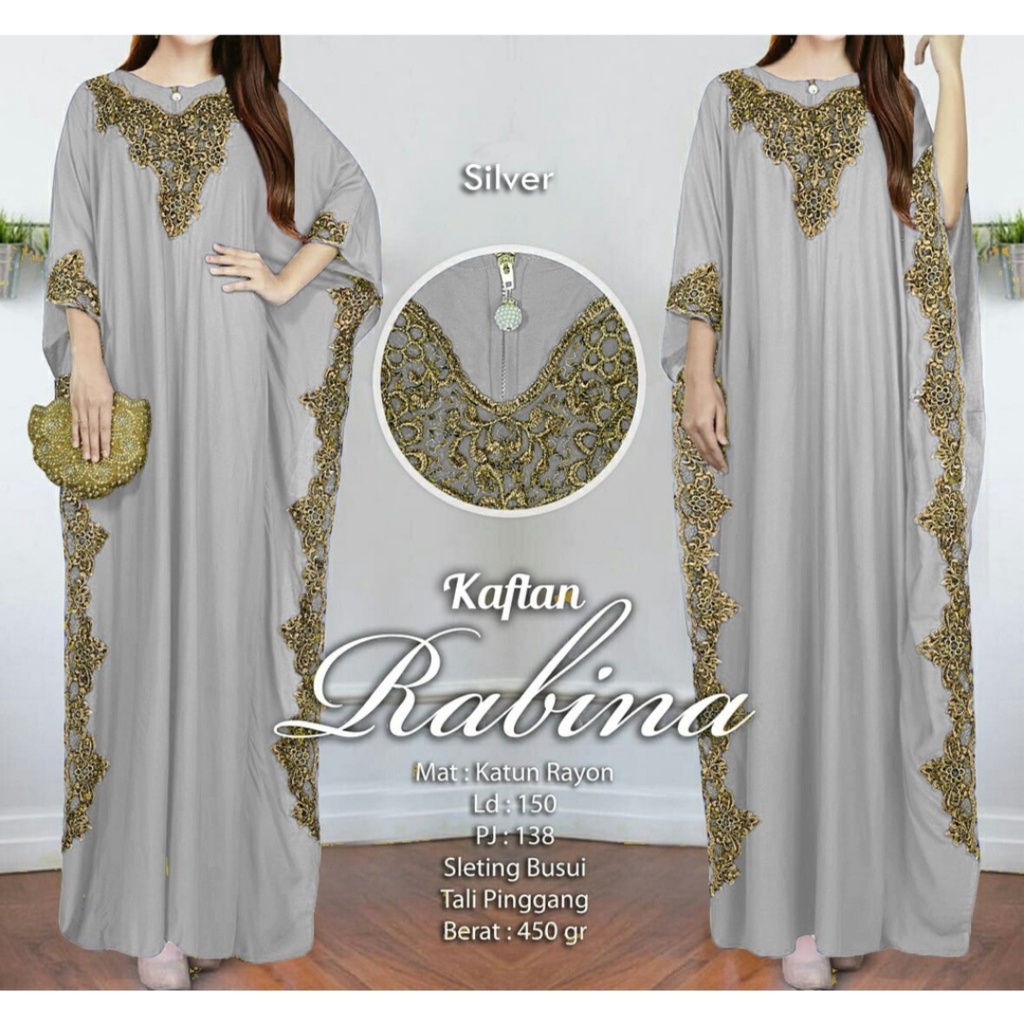 [ARFK] Kaftan Rabina / Baju Kaftan Lebaran / Kaftan Jumbo XXXL / Gamis Wanita Muslim Kaftan Mewah