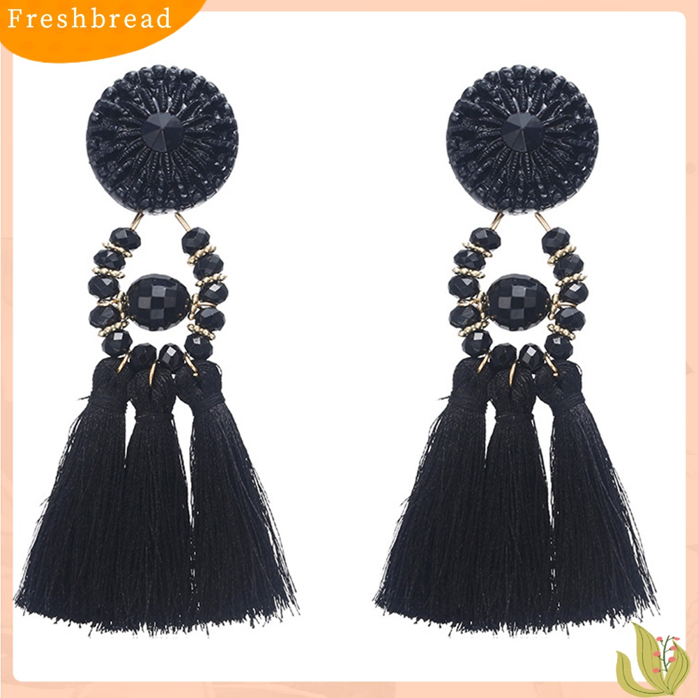 Terlaris Vintage Ethnic Beaded Long Tassel Dangle Statement Earrings Women Jewelry Gift