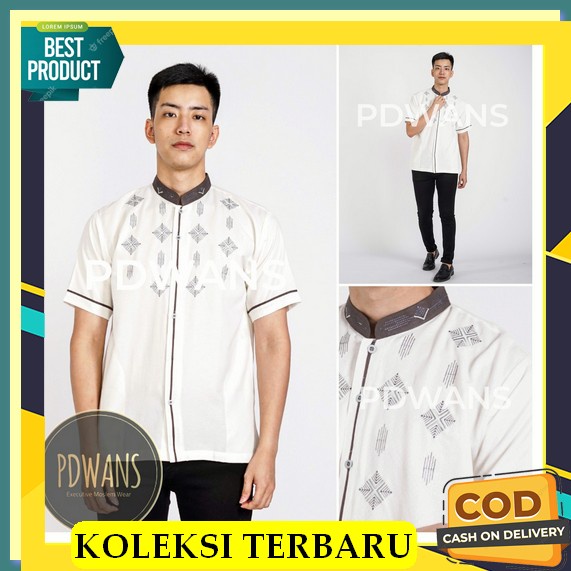 Koko Bapak Lengan Panjang Baju Koko Muslim Lengan Pendek Putih Pdwans - Rd15