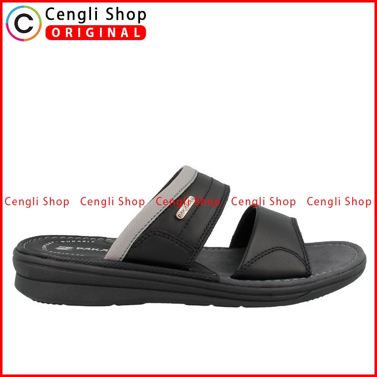 SANDAL SLIDE PAKALOLO PRIA ORIGINAL CASUAL KULIT ASLI HITAM PB15