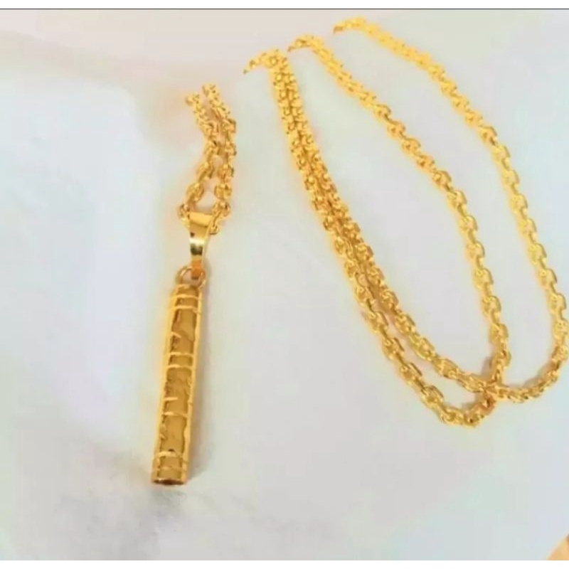 Kalung nuri dengan liontin bentuk bambu berlapis emas 24k sangat mewah dan cantik