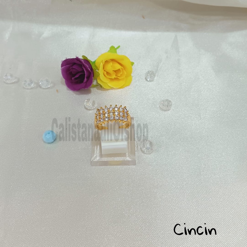 GELANG+CINCIN SISIK NAGA PLAT FASHIONABLE ELEGAN PERHIASAN EMAS KOREA ANTI KARAT DAN ANTI LUNTUR