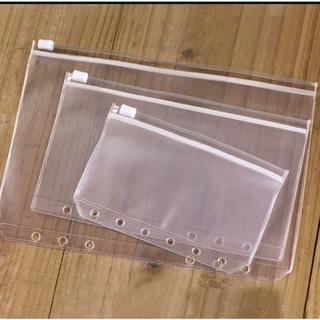 Kantong Ziplock binder zipper bag Isi Binder A5 A6 A7 cardbag transparan lubang 6 Ring / Folder File Lubang 6 Holes