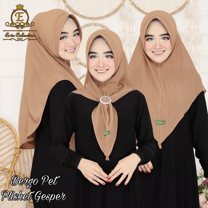 Kerudung JIlbab Bergo Pet Plisket Gesper ( BISA COD )