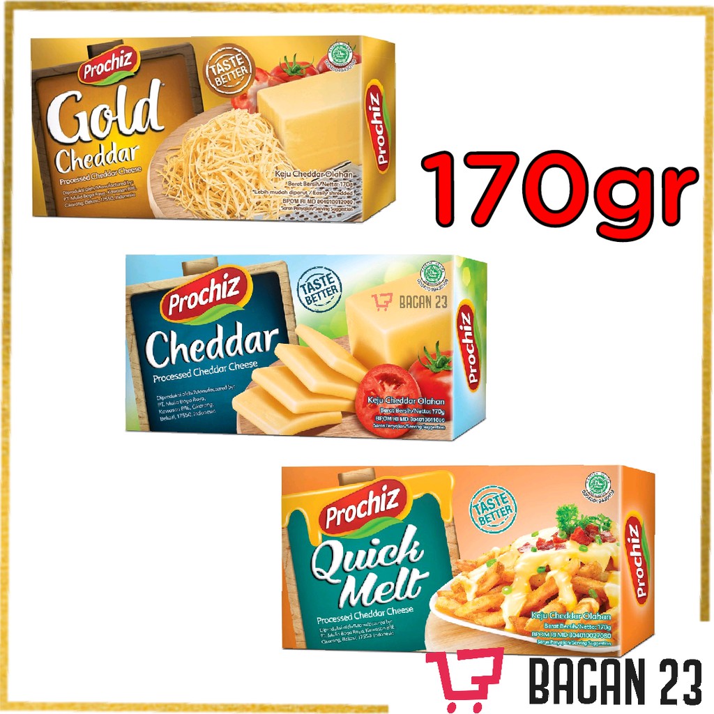 Prochiz Keju Cheddar ( 170g ) ( Cheddar - Gold - Quick Melt ) / Keju Parut / Bacan 23 - Bacan23