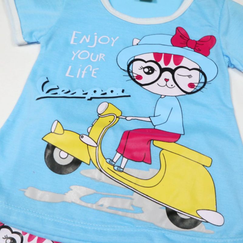 SETELAN BAJU ANAK PEREMPUAN NEW SIJAMBUL MOTIF VESPA 2-6 TAHUN