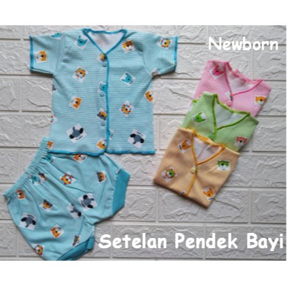 Baju Bayi Setelan Pendek Newborn Full print Motif 0-3 bln