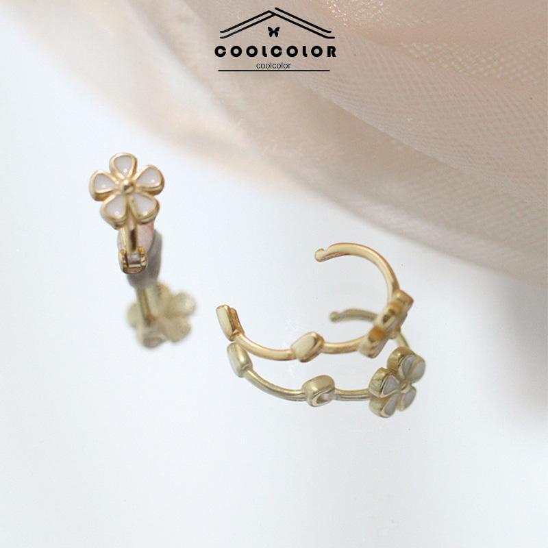 COD 1 Sepasang S925 Silver Retro Daisy Earrings Anting Hoop Sederhana Desain Niche Gesper Telinga- cl