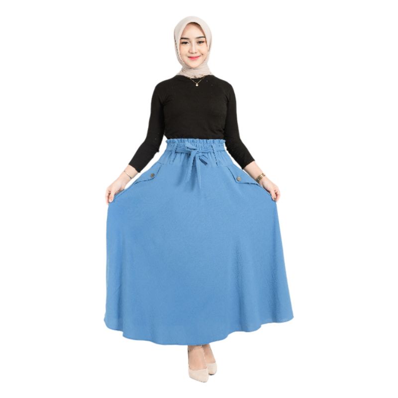 Rok Payung Lebar Bahan Cringkel Bigsize BB 45~65kg